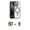 MARSİLYAN™- iPhone 16 Pro Max Kılıf Kıvılcım Prime - Siyah Joko Magic 5D Hayalet Cam + Pers Alüminyum Kamera Lens - CLTM