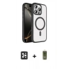 MARSİLYAN™- iPhone 16 Pro Max Kılıf Kıvılcım Prime - Siyah Joko Magic 5D Hayalet Cam + PVD Metal Kamera Lens - SH