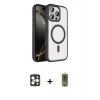 MARSİLYAN™- iPhone 16 Pro Max Kılıf Kıvılcım Prime - Siyah Joko Magic 5D Hayalet Cam + PVD Metal Kamera Lens - GD