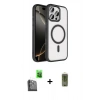 MARSİLYAN™- iPhone 16 Pro Max Kılıf Kıvılcım Prime - Siyah Joko Magic 5D Hayalet Cam + Raze Metal Kamera Lens - SH