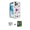 MARSİLYAN™- iPhone 16 Pro Max Kılıf Kozmos Doku - Şeffaf 360 Full Body Arka Koruyucu + Pers Alüminyum Kamera Lens - GS