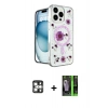MARSİLYAN™- iPhone 16 Pro Max Kılıf Kozmos Doku - Şeffaf 360 Full Body Arka Koruyucu + PVD Metal Kamera Lens - GS