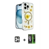 MARSİLYAN™- iPhone 16 Pro Max Kılıf Kozmos Doku - Şeffaf 360 Full Body Arka Koruyucu + PVD Metal Kamera Lens - GS