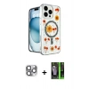 MARSİLYAN™- iPhone 16 Pro Max Kılıf Kozmos Doku - Şeffaf 360 Full Body Arka Koruyucu + Pers Alüminyum Kamera Lens - GI