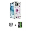 MARSİLYAN™- iPhone 16 Pro Max Kılıf Kozmos Doku - Şeffaf 360 Full Body Arka Koruyucu + Pers Alüminyum Kamera Lens - GI