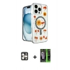 MARSİLYAN™- iPhone 16 Pro Max Kılıf Kozmos Doku - Şeffaf 360 Full Body Arka Koruyucu + PVD Metal Kamera Lens - GD