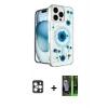 MARSİLYAN™- iPhone 16 Pro Max Kılıf Kozmos Doku - Şeffaf 360 Full Body Arka Koruyucu + PVD Metal Kamera Lens - GD