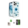 MARSİLYAN™- iPhone 16 Pro Max Kılıf Kozmos Doku - Şeffaf 360 Full Body Arka Koruyucu + Raze Metal Kamera Lens - NLGY