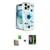 MARSİLYAN™- iPhone 16 Pro Max Kılıf Kozmos Doku - Şeffaf 360 Full Body Arka Koruyucu + Raze Metal Kamera Lens - CLTM