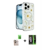 MARSİLYAN™- iPhone 16 Pro Max Kılıf Kozmos Doku - Şeffaf 360 Full Body Arka Koruyucu + Raze Metal Kamera Lens - NLGY