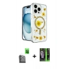 MARSİLYAN™- iPhone 16 Pro Max Kılıf Kozmos Doku - Şeffaf 360 Full Body Arka Koruyucu + Raze Metal Kamera Lens - SH