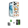 MARSİLYAN™- iPhone 16 Pro Max Kılıf Kozmos Doku - Şeffaf 360 Full Body Arka Koruyucu + Raze Metal Kamera Lens - SH