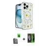 MARSİLYAN™- iPhone 16 Pro Max Kılıf Kozmos Doku - Şeffaf 360 Full Body Arka Koruyucu + Raze Metal Kamera Lens - SH