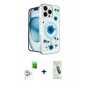 MARSİLYAN™- iPhone 16 Pro Max Kılıf Kozmos Doku - Şeffaf Pasifik Cam Ekran Koruyucu + Raze Metal Kamera Lens - BZ