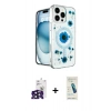 MARSİLYAN™- iPhone 16 Pro Max Kılıf Kozmos Doku - Şeffaf Pasifik Cam Ekran Koruyucu + Bilvis Titan Kamera Lens - SH