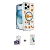 MARSİLYAN™- iPhone 16 Pro Max Kılıf Kozmos Doku - Şeffaf Pasifik Cam Ekran Koruyucu + Bilvis Titan Kamera Lens - GS