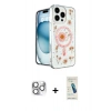 MARSİLYAN™- iPhone 16 Pro Max Kılıf Kozmos Doku - Şeffaf Pasifik Cam Ekran Koruyucu + Pers Alüminyum Kamera Lens - GS