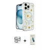 MARSİLYAN™- iPhone 16 Pro Max Kılıf Kozmos Doku - Şeffaf Pasifik Cam Ekran Koruyucu + Pers Alüminyum Kamera Lens - GS