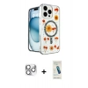 MARSİLYAN™- iPhone 16 Pro Max Kılıf Kozmos Doku - Şeffaf Pasifik Cam Ekran Koruyucu + Pers Alüminyum Kamera Lens - GS
