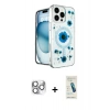 MARSİLYAN™- iPhone 16 Pro Max Kılıf Kozmos Doku - Şeffaf Pasifik Cam Ekran Koruyucu + Pers Alüminyum Kamera Lens - GS