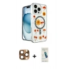 MARSİLYAN™- iPhone 16 Pro Max Kılıf Kozmos Doku - Şeffaf Pasifik Cam Ekran Koruyucu + Pers Alüminyum Kamera Lens - CLTM