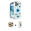 MARSİLYAN™- iPhone 16 Pro Max Kılıf Kozmos Doku - Şeffaf Pasifik Cam Ekran Koruyucu + Pers Alüminyum Kamera Lens - CLTM