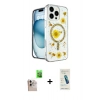 MARSİLYAN™- iPhone 16 Pro Max Kılıf Kozmos Doku - Şeffaf Pasifik Cam Ekran Koruyucu + Raze Metal Kamera Lens - NLGY