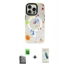 MARSİLYAN™- iPhone 16 Pro Max Kılıf Kozmos Doku - Şeffaf Pasifik Cam Ekran Koruyucu + Raze Metal Kamera Lens - SH