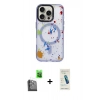MARSİLYAN™- iPhone 16 Pro Max Kılıf Kozmos Doku - Şeffaf Pasifik Cam Ekran Koruyucu + Raze Metal Kamera Lens - SH