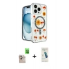 MARSİLYAN™- iPhone 16 Pro Max Kılıf Kozmos Doku - Şeffaf Pasifik Cam Ekran Koruyucu + Raze Metal Kamera Lens - NLGY