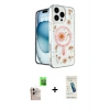 MARSİLYAN™- iPhone 16 Pro Max Kılıf Kozmos Doku - Şeffaf Pasifik Cam Ekran Koruyucu + Raze Metal Kamera Lens - NLGY