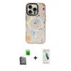 MARSİLYAN™- iPhone 16 Pro Max Kılıf Kozmos Doku - Şeffaf Pasifik Cam Ekran Koruyucu + Raze Metal Kamera Lens - SH