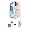 MARSİLYAN™- iPhone 16 Pro Max Kılıf Kozmos Doku - Şeffaf Pasifik Cam Ekran Koruyucu + Raze Metal Kamera Lens - SH