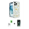 MARSİLYAN™- iPhone 16 Pro Max Kılıf Kozmos Doku - Siyah 360 Mat Full Body Arka Koruyucu + Raze Metal Kamera Lens - BZ