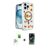 MARSİLYAN™- iPhone 16 Pro Max Kılıf Kozmos Doku - Siyah 360 Mat Full Body Arka Koruyucu + Raze Metal Kamera Lens - BZ