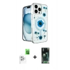 MARSİLYAN™- iPhone 16 Pro Max Kılıf Kozmos Doku - Siyah 360 Mat Full Body Arka Koruyucu + Raze Metal Kamera Lens - BZ