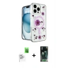 MARSİLYAN™- iPhone 16 Pro Max Kılıf Kozmos Doku - Siyah 360 Mat Full Body Arka Koruyucu + Raze Metal Kamera Lens - BZ