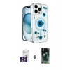 MARSİLYAN™- iPhone 16 Pro Max Kılıf Kozmos Doku - Siyah 360 Mat Full Body Arka Koruyucu + Gümüş Bilvis Titan Kamera Lens