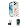 MARSİLYAN™- iPhone 16 Pro Max Kılıf Kozmos Doku - Siyah 360 Mat Full Body Arka Koruyucu + Gümüş Bilvis Titan Kamera Lens