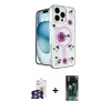 MARSİLYAN™- iPhone 16 Pro Max Kılıf Kozmos Doku - Siyah 360 Mat Full Body Arka Koruyucu + Gümüş Bilvis Titan Kamera Lens