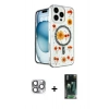 MARSİLYAN™- iPhone 16 Pro Max Kılıf Kozmos Doku - Siyah 360 Mat Full Body Arka Koruyucu + Pers Alüminyum Kamera Lens - GI