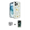 MARSİLYAN™- iPhone 16 Pro Max Kılıf Kozmos Doku - Siyah 360 Mat Full Body Arka Koruyucu + Pers Alüminyum Kamera Lens - GI