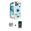 MARSİLYAN™- iPhone 16 Pro Max Kılıf Kozmos Doku - Siyah 360 Mat Full Body Arka Koruyucu + Pers Alüminyum Kamera Lens - GI