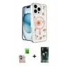 MARSİLYAN™- iPhone 16 Pro Max Kılıf Kozmos Doku - Siyah 360 Mat Full Body Arka Koruyucu + Raze Metal Kamera Lens - NLGY