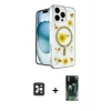 MARSİLYAN™- iPhone 16 Pro Max Kılıf Kozmos Doku - Siyah 360 Mat Full Body Arka Koruyucu + PVD Metal Kamera Lens - SH