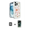 MARSİLYAN™- iPhone 16 Pro Max Kılıf Kozmos Doku - Siyah 360 Mat Full Body Arka Koruyucu + PVD Metal Kamera Lens - SH