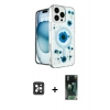 MARSİLYAN™- iPhone 16 Pro Max Kılıf Kozmos Doku - Siyah 360 Mat Full Body Arka Koruyucu + PVD Metal Kamera Lens - SH