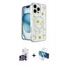 MARSİLYAN™- iPhone 16 Pro Max Kılıf Kozmos Doku - Siyah 3D Antistatik Cam Ekran Koruyucu + Bilvis Titan Kamera Lens - GS