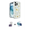 MARSİLYAN™- iPhone 16 Pro Max Kılıf Kozmos Doku - Siyah 3D Antistatik Cam Ekran Koruyucu + Bilvis Titan Kamera Lens - TMGI