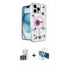 MARSİLYAN™- iPhone 16 Pro Max Kılıf Kozmos Doku - Siyah 3D Antistatik Cam Ekran Koruyucu + Bilvis Titan Kamera Lens - TMGI